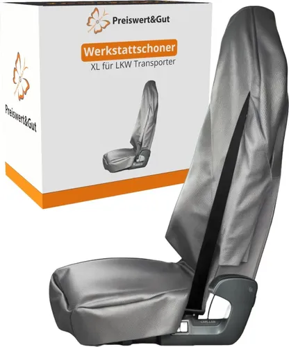 Werkstattschoner Kunstleder Sitzbezug für Fahrersitz universell mit Kopfstützenabdeckung und Gurtschlitz für LKW Transporter Wohnmobil
