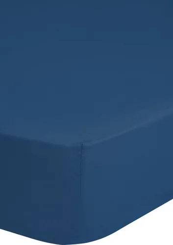 good morning Spannbettlaken Uni 180 x 200 cm Denim - Bettlaken aus 100% Baumwolle mit Rundum-Gummizug für perfekten Sitz, waschbar bis 60 Grad, ideal für Standardmatratzen.