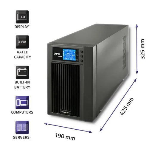 Qoltec Zasilacz awaryjny UPS On-line | Reine Sinuswelle | 3kVA | 2 5901878530437