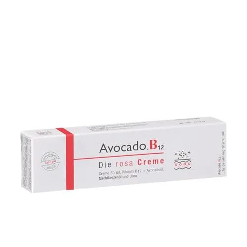 Avocado.B12 - Rosa Creme mit Vitamin B12 für Neurodermitis - Tagespflege für trockene Haut, spendet intensive Feuchtigkeit und beruhigt irritierte Haut.
