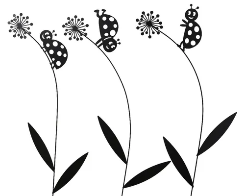 Decoris season decorations Gartenstecker Gartenstecker Blume mit Käfer 32x59cm Metall Schwarz 1 Stück sortiert