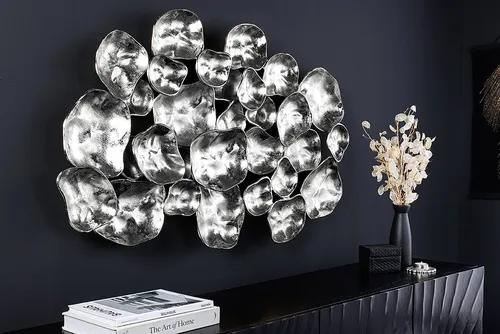 Moderne Wanddekoration VARIATION 105cm in Silber – Metall Wandbild - Stilvolle Wanddeko im modernen Design. Hergestellt aus hochwertigem Metall und Aluminium, ideal für Wohnzimmer, Schlafzimmer oder Flur. Setze Akzente mit diesem einzigartigen Kunstwerk!