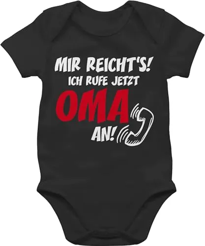 Shirtracer Baby Body Junge Mädchen - Sprüche - Mir reichts Ich ruf jetzt Oma an - 1/3 Monate - Schwarz - baby. ruf. babymode witzig spruch rufe bodys strampler mit lustigen sprüchen spruche so reicht