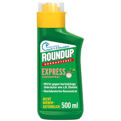 Roundup Unkrautfrei Express Konzentrat 500 ml - Effektive Unkrautbekämpfung - Das Roundup Unkrautfrei Express Konzentrat 500 ml sorgt für eine gezielte Unkrautbekämpfung im Garten. Einfach anzuwenden und hochwirksam für eine schöne, gepflegte Fläche.
