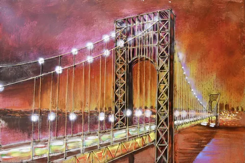 3D Metallbild Brücke - Harms Import & Vertriebs GmbH & Co. KG - Bilder & Bilderrahmen: Faszinierendes 3D Metallbild aus buntem Stahl mit handgefertigter Malerei und beeindruckendem Tiefeneffekt für ein einzigartiges Wohnambiente.