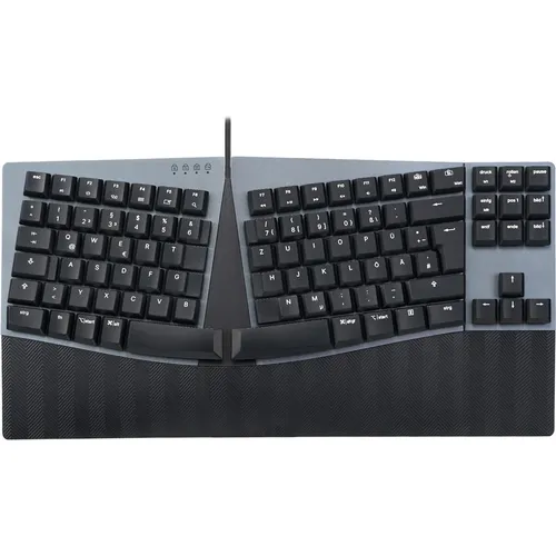 Perixx PERIBOARD-335BR DE – Ergonomische mechanische Tastatur mit Low-Profile Brown Switches - Ergonomische Tastatur für bessere Körperhaltung, mit programmierbaren Tasten und leisen braunen Switches, ideal für lange Schreibsessions und Codierung.