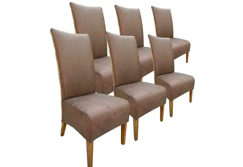 Esszimmer Stühle 6er Set Sidney in Lederoptik - Elegantes 6er Set Polsterstühle für den Innenbereich, mit robustem Gestell aus massivem Mangoholz. Ideal für gemütliche Esszimmerabende und bietet hohen Sitzkomfort.