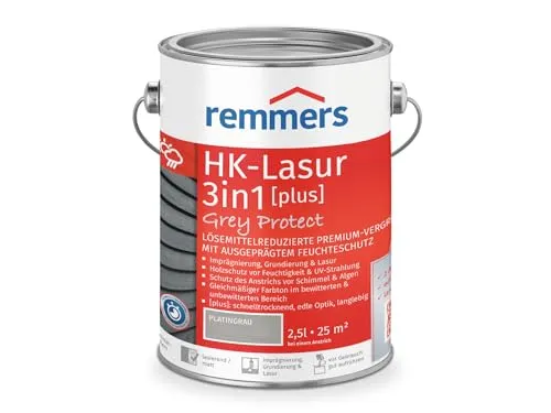 Remmers HK-Lasur 3in1 Grey Protect, 2,5 Liter - Premium Holzlasur für außen – vereint Imprägnierung, Grundierung und Lasur, ideal für natürliche Grautöne bei Zaun, Carport und Gartenhaus. Schnelltrocknend, langlebig und umweltverträglich.