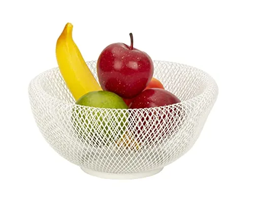 Lifestyle & More Moderner Obstkorb aus Metall, Weiß - Obstkörbe: Multifunktionale doppelwandige Obstschale mit guter Luftzirkulation, ideal für die frische Aufbewahrung von Früchten.