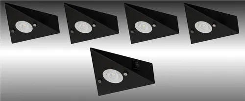 TRANGO LED Unterbauleuchte 5er Set 6740-55 - Moderne Edelstahl-Unterbauleuchten für Küche und Vitrine, inklusive 5x 4,8W warmweißem LED Modul. Beliebig erweiterbar und mit praktischem Schalter für einfachen Betrieb.
