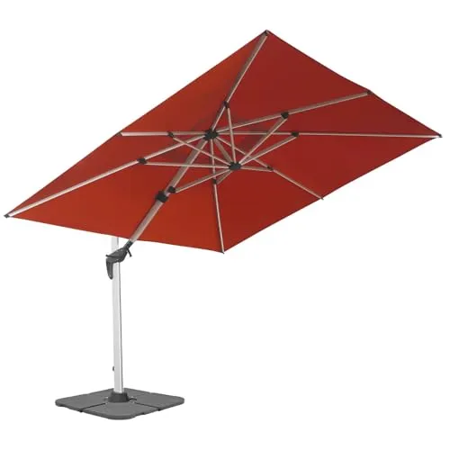 anndora Aluminium Ampelschirm 300 x 400 cm mit Kurbelsystem - Drehbar, Neigbar, Kippbar - Marktschirm, Gartenschirm - Farbe Terrakotta mit 4 Stück Betonplatten 100kg