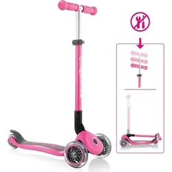 GLOBBER PRIMO FOLDABLE neon pink - Rosa - Hochwertiger 3-Rollen Kinderscooter mit patentiertem Klappmechanismus für einfachen Transport und Trolley-Modus. Max. Benutzergewicht 50 kg, ideal für Kinder.