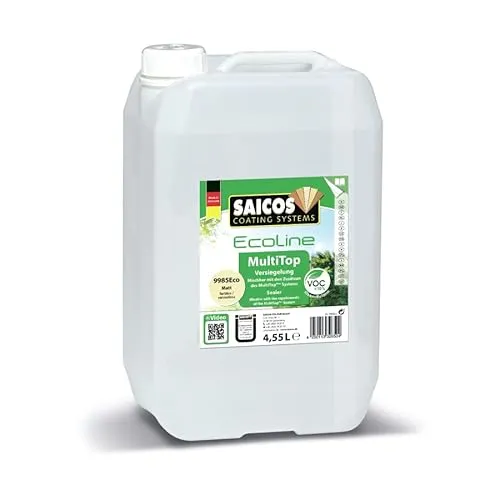 Saicos 9985ECO616 Ecoline Multitop Grundlack, Matt, 4.55L - Grundierung für Holz und Metall, rutschhemmend R9 und kombinierbar mit verschiedenen Saicos Zusätzen – ideal für vielseitige Anwendungen.