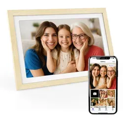 Xoro CPF 10PF - Digitaler WLAN-Fotorahmen 10,1 Zoll Full HD mit Touch - Vielseitiger digitaler Fotorahmen mit 10,1 Zoll Full-HD Touch-Display. Teilen Sie Erinnerungen einfach über WLAN oder nutzen Sie den internen 32-GB-Speicher. Hochwertiger Buchenholzrahmen für eine stilvolle Präsentation.