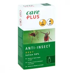 Care Plus Deet Anti Insect Lotion 50% - Arzneimittel zur effektiven Insektenabwehr, schützt bis zu 3 Wochen vor Moskitos, Zecken und Pferdebremsen, ideal für tropische Reisen.