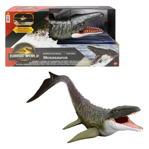 Jurassic World JGB51 Mosasaurus Kinderspielzeugfigur - Spielfigur mit 91 cm Länge, beweglichen Gelenken und realistischem Design, perfekt für Dinosaurier-Fans ab 4 Jahren.