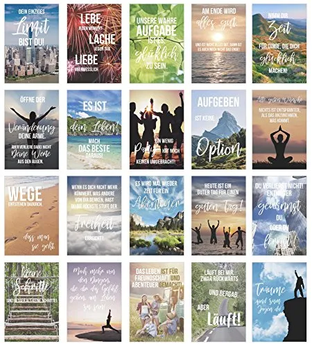 Edition Seidel Set 20 Postkarten mit Sprüchen - Karten mit Spruch - Geschenkidee - Dekoidee - Liebe, Freundschaft, Leben, Motivation, lustig – Postcrossing - Geburtstagskarten