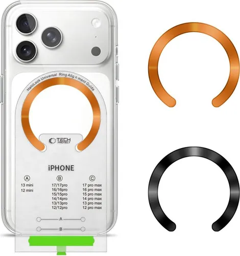 Magnetplatten Tech-Protect MMP-210 Magnetic MagSafe Ring für Hüllen ohne Magsafe, Schwarz / Orange