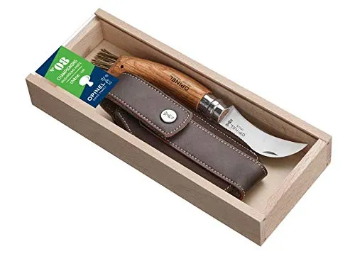 OPINEL-Pilzmesser, Etui, Holzbox, mit persönlicher Gravur auf der Klinge