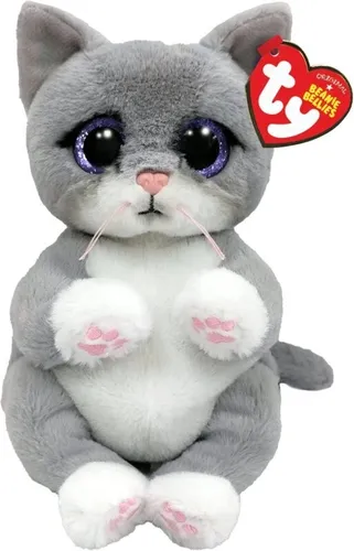 Ty Beanie Bellies Morgan Katze 15 cm - Grau - Niedliche graue Plüschkatze mit glitzernden Augen für Kuschelspaß. Ideal als Geschenk für Kinder, die weiche Spielzeuge lieben. Morgan bringt Freude und ist immer bereit zum Spielen!