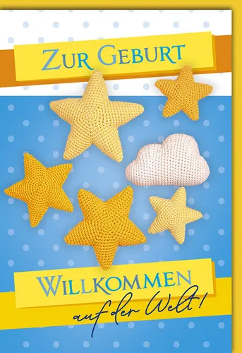 Geburt - Baby - Glückwunschkarte im Format 11,5 x 17 cm - Seesterne, Zur Geburt