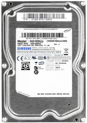 FESTPLATTE SAMSUNG 1TB Spinpoint F1 HD103UJ 32MB 7200u/min SATA II 3.5'' Zoll