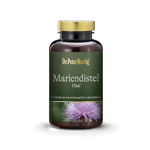 Dr. Peter Hartig Mariendistel Vital Kapseln, 120 Stück - Fettlösliche Vitamine zur Unterstützung der Leberfunktion, 60-Tages-Vorrat mit hochwertigem Mariendistelsamen und wertvollem Cholin.