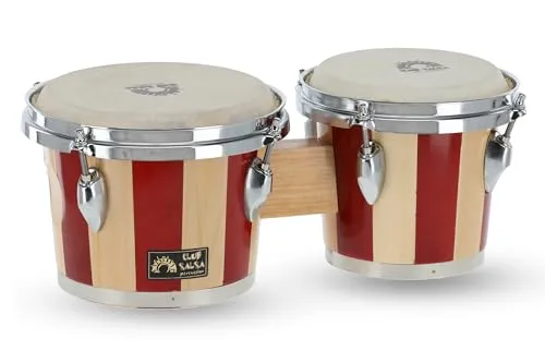 Bongo im Retro-Design - Percussion-Instrument mit traditionellem Design und exzellentem Klang. Ideal für Musiker und Musikschüler, die den natürlichen Klang von Naturfellen erleben möchten.