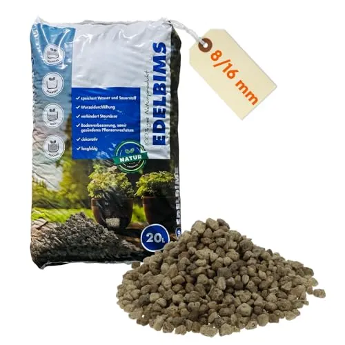 Edelbims 20 L - Natürlicher Bimsstein für Pflanzen - ✅ Edelbims 20 L sorgt für optimale Drainage und belüftet Wurzeln. Ideal für Balkon und Garten, fördert gesundes Wachstum ohne Staunässe. 100% natürlicher Bimsstein für vielseitige Anwendungen.