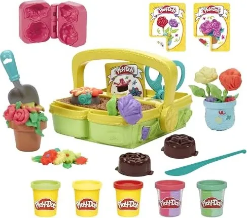 Play-Doh Blooming Flowers - Knete für kreative Blumen, einfach Knete einfüllen und bunte Blumen wachsen lassen. Mit 5 Dosen Play-Doh und Zubehör, ideal für Kinder ab 3 Jahren.