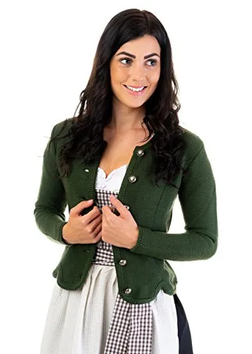 Trachtenjacke Grün (Original Trachtl) Größe 38 - Trachtenjacke für Damen in elegantem Design, aus weichem Material für hohen Komfort, perfekt kombinierbar mit Dirndl oder Jeans, ideal für Frühling und Herbst.