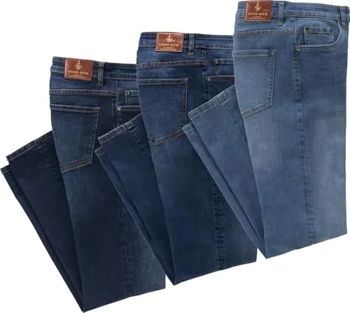 Stone Rich 5-Pocket-Jeans (Spar-Set, 3er-Pack) - Robuste Denim-Stretch-Jeans mit dehnbarem Komfortbund für optimalen Tragekomfort. Ideal für den Alltag und in klassischem Design. Perfekt kombinierbar zu jedem Look.
