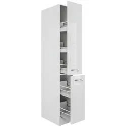 FlexWell Apothekerschrank, Weiß, Weiß Hochglanz, Holzwerkstoff, einzeln stellbar, 30x200x57 cm, Made in Germany, individuell planbar, Küchen, Küchenmöbel, Küchenschränke, Apothekerschränke