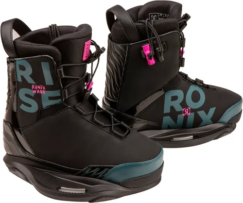 RONIX RISE Boots 2025 - Komfortable Wakeboard Bindungen für Damen - Wakeboard Bindungen mit wärmeformbarem Intuition+-Innenschuh für optimale Passform und Komfort. FlexForm 3D-Fersenteil sorgt für Bewegungsfreiheit und Haltbarkeit.