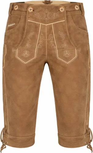 PAULGOS Herren Trachten Lederhose - Kniebund - Echtes Leder - Größe 44-60 - Hellbraun - Tradition trifft Stil: Die PAULGOS Kniebundhose aus echtem Leder bietet optimalen Tragekomfort und edles Design. Ideal für festliche Anlässe und die Freizeit, in Größen 44 bis 60 erhältlich.