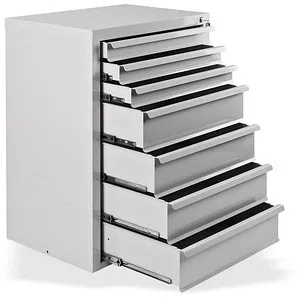 ADB Schubladenschrank 24780, lichtgrau, 7 Schübe - Robuster Metall-Schubladenschrank mit 7 abschließbaren Schüben und einer Traglast von 40 kg pro Schub. Ideal für Werkstätten, ergonomische Griffleisten und Made in Germany.