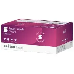 Satino Papierhandtücher prestige, C-Falz, 2880 Blatt - Hygieneartikel mit hervorragender Reinigungs- und Saugkraft, ideal für professionelle Anwendungen.