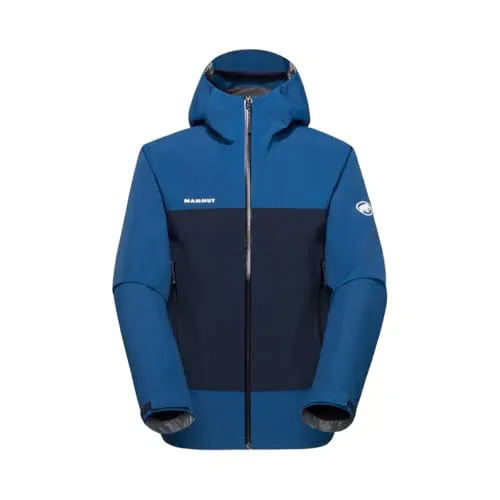 Mammut Crag HS Hooded Jacket Men - Leichte Hardshell für Bergtouren, Farbe: Tschiel-Marine, Größe: L - Wasserdichte Hardshell für alpine Abenteuer. Mit helmtauglicher Kapuze und Unterarmbelüftung bietet sie optimalen Komfort und Schutz. Ideal für anspruchsvolle Bergtouren.