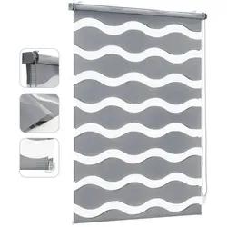 Doppelrollo Wellen Duo-Rollo Klemmfix 80x100 cm - Rollos in Grau, Montage ohne Bohren möglich, stufenlos verstellbar für optimale Lichtregulierung und einfache Bedienung.