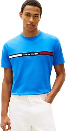 Tommy Hilfiger Hilfiger Chest Insert Tee Mw0mw36498 T-Shirt S/S, Blau (Blue Orbit), L, Herren - Hochwertiges Herren T-Shirt von Tommy Hilfiger in Blau, mit stylischem Design und nachhaltiger Produktion. Ideal für den modischen Alltag.