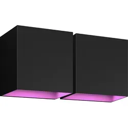 Philips Hue Resonate Downward White & Color - Schwarz Doppelpack - Doppelpack Philips Hue Wandleuchten für stimmungsvolle Gartenbeleuchtung. Mit 16 Millionen Farben und anpassbarem Lichtstrahl für kreative Akzente. Einfache Steuerung über Hue Bridge.