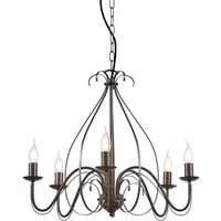 Qazqa Kronleuchter Giuseppe, 5-flammig, Rostbraun - Kronleuchter im Landhausstil mit elegantem, rostbraunem Stahlrahmen und 5 E14-Fassungen für stimmungsvolle Beleuchtung. Perfekt für romantische Umgebungen und als Blickfang in jedem Raum.
