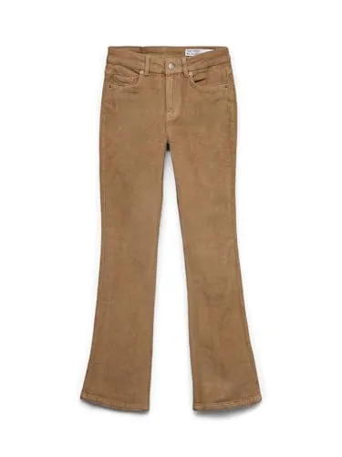 Bootcut-Jeans "VMFLASH MR FLARED CORDUROY PANTS NOOS" in Silver Mink, Gr. 31 - Länge 32 - Damen-Bootcut-Jeans von Vero Moda mit robuster Cord-Qualität. Pflegeleicht und vielseitig kombinierbar für entspannte Tage zuhause oder unterwegs.