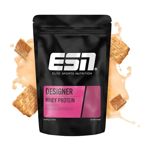 ESN Designer Whey Protein Pulver, Cinnamon Cereal, 1 kg, bis zu 23 g Protein pro Portion, ideal zum Muskelaufbau und -erhalt - made in Germany (Verpackung kann variieren)