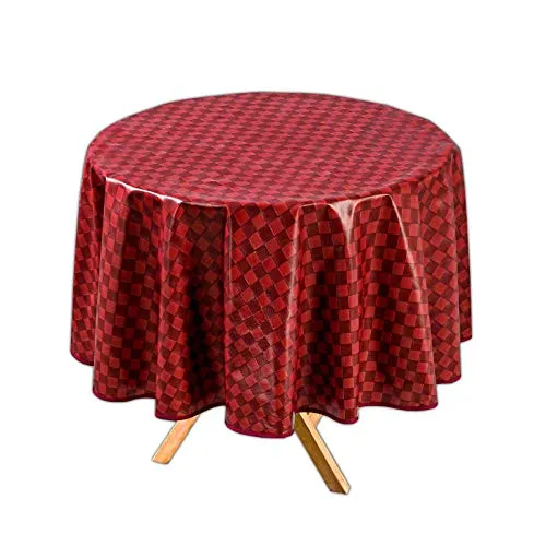 HAC24 Tischdecke Rund Bordeaux Ø 140 cm Abwaschbar Wachstuch Gartentischdecke Wachstuchtischdecke Wachstischdecke