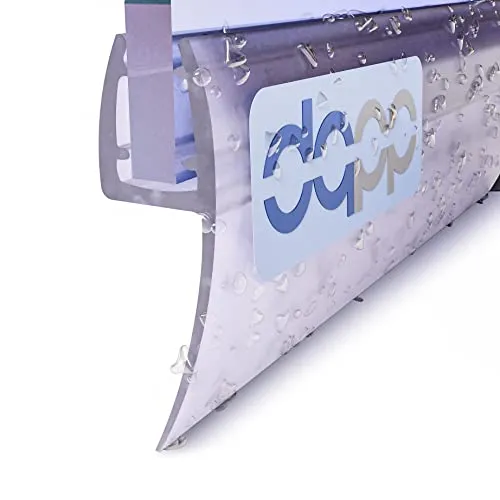DQ-PP Duschdichtung 50cm – für 6mm - 8mm Glastür Stärke – UK05 – Wasserablaufprofil Wasserabweisprofil – Duschabdichtung Duschwand – Ersatzteile für Duschkabine – Transparent