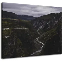 Leinwanddruck Natur Gebirgsbach 100x80 cm - Schönes Leinwandbild eines Gebirgsbaches, ideal für die Wohnraumgestaltung. Bringt Naturflair und Ruhe in Ihr Zuhause.