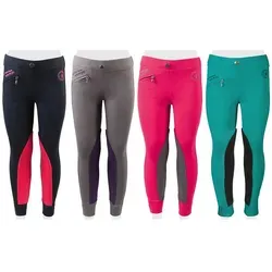 PFIFF Kinder Reitleggings „Ella“ türkis-schwarz, 152 - Reiten: Elastische Leggings in Reithosen-Optik mit farblich abgesetztem Stoffeinsatz, ideal für Komfort und Bewegungsfreiheit, inklusive praktischer Fronttasche mit Reißverschluss.
