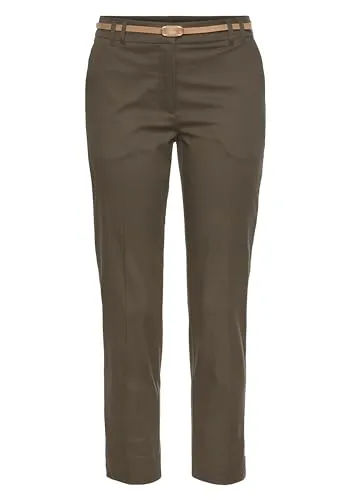 VIVANCE Damen Chinohose - Modische Damen Chinohose mit kleinem Beinschlitz und Gürtel, ideal für lässige Outfits. Die 7/8-Länge und der bequeme Schnitt sorgen für hohen Tragekomfort im Alltag.