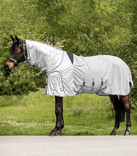 Waldhausen Ekzemer-Fliegendecke Protect 145 cm - Fliegenschutz für Pferde, kombiniert Ekzemer- und Fliegendecke aus atmungsaktivem Funktions-Faserstoff, idealer Schutz vor Insekten und Hautirritationen.